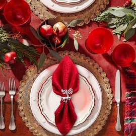 12Pcs Silver Christmas Reindeer Napkin Rings, Xmas Elk Napkin Holders for Christmas Dinner Party, Wedding Adornment, Table Decoration Accessories