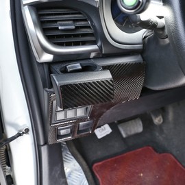 Car Center Console Hood Switch Protector Trim Panel Sticker,Fit for Toyota Hilux 2015-2021Real Soft Carbon Fiber Decoration,Auto Interior Accessories 2PCS (Black Carbon Fiber)
