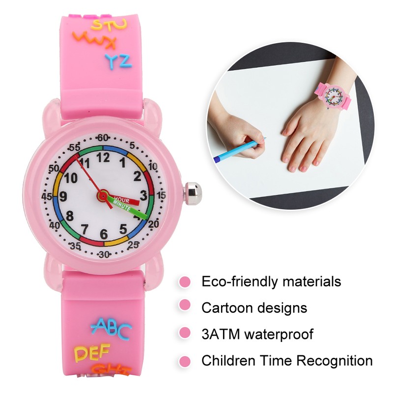 Kid Waterproof Cartoon Watch Letter Pattern Children Wrist Watch Time