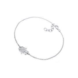 Elli Women's Anklet Hamsa Hand with Crystals in 925 Sterling Silver, Facet cut, Crystal