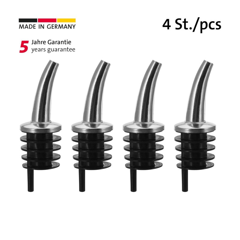 Westmark 4 Spirit/Oil Pourers for Bottles, Extra Short, with Trachea,