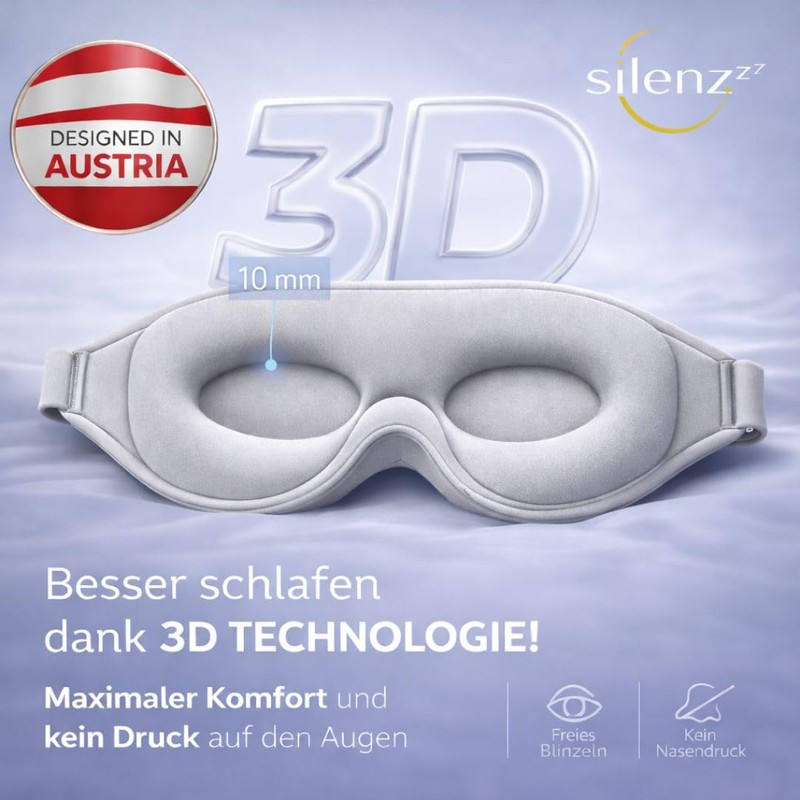SILENZZZ Premium Sleep Mask, 3D Eye Mask for Men and