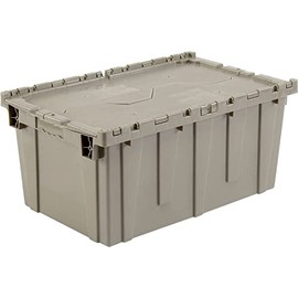 Global Industrial Distribution Container with Hinged Lid, 27-3/16x16-5/8x12-1/2, Gray