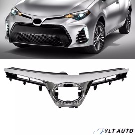 YLT Auto Fits 2017-2019 Toyota Corolla SE XSE Front Bumper Silver Upper Grille Chrome