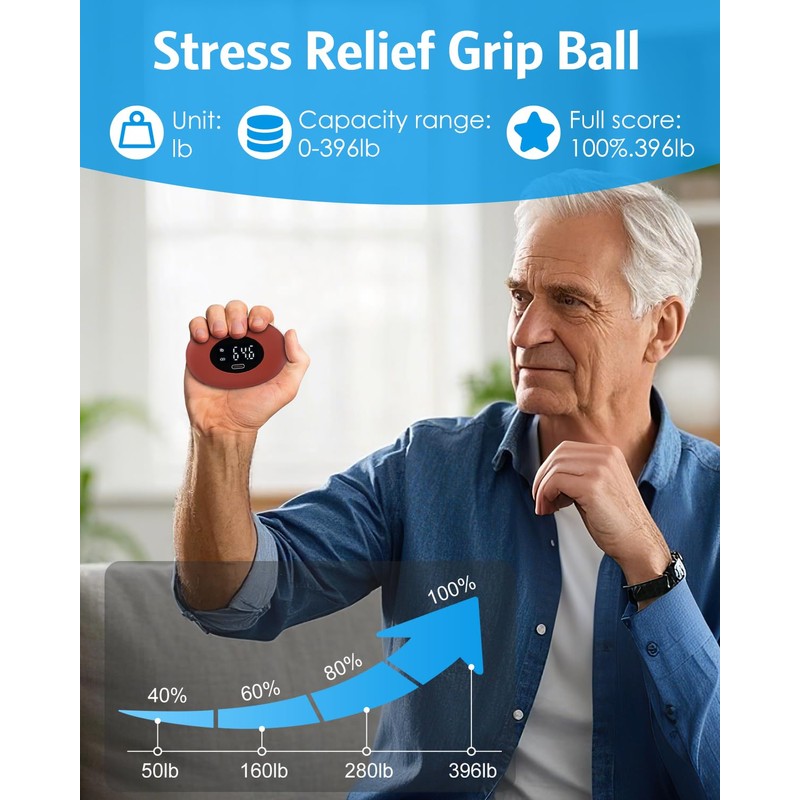 Hand Grip Strength Tester Trainer, Rechargeable Electronic Hand Dynamometer Up