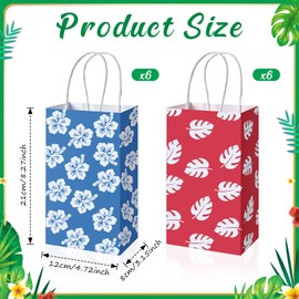 Kolldenn 12 Pcs Cute Cartoon Pink Blue Party Gift Bags Summer Hawaii Cartoon Paper Bags Birthday Gift Birthday Blue Pink Party Decorations Supplies Favors