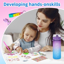 Decorate Your Own Unicorn Water Drink Bottle Kits for Girls, Unicorn Toys for Girls Painting Crafts, Fun Arts and Crafts Kits 4-12 Year Old Toddler Girl Birthday Toys,600ml