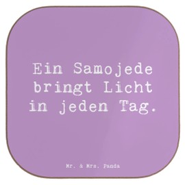 Mr. & Mrs. Panda Untersetzer Gläser Spruch Samojede Licht - Geschenk, Hund, Hunderassen Charakter, regelmäßiges Bürsten, liebenswert, Bierdeckel,