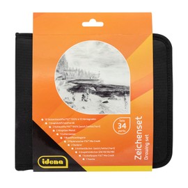 Idena 60065 Drawing Set, 34 Pieces in Practical Storage Bag, Drawing Accessory Set Ideal for Beginners and Experienced Artists