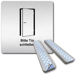 Türschilder24 XXL Door Sign 125 x 125 mm Please Close Door 1.5 mm Aluminium Solid Material 100% Made in Germany (Please Close Door + Spacer)