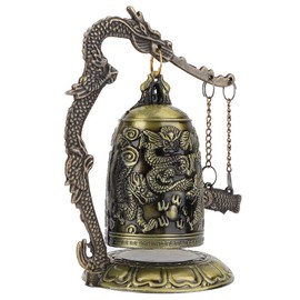Denash Bronze Dragon Lock Bell Crafts Vintage Dragon Bell Desktop Decoration Bronze Lock Crafts Collection