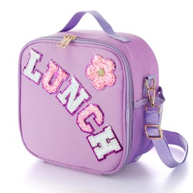 Alphatool Insulated Kids Lunch Bag with Adjustable Strap - Reusable Easy to Clean Lunch Bag for Girls, Hold Kids Lunch Box Snacks Water Bottles for School, Purple
