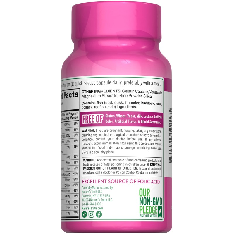 Nature's Truth Prenatal Vitamins With Folic Acid | 60 Capsules