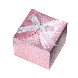 WEWILUCK Pink Glitter Gift Boxes – Foldable Paper Boxes with Ribbon-Tied Lids, Set of 10, Sparkly Present Boxes for Weddings, Bridesmaids, Birthdays, Baby Showers, Party(4.75x4.75x3.53)