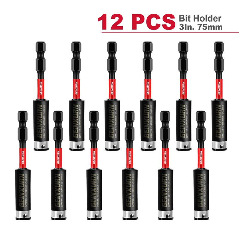Geinxurn 12PACK Impact Magnetic Screwdriver Bit Holders, 3Inches Extension Socket