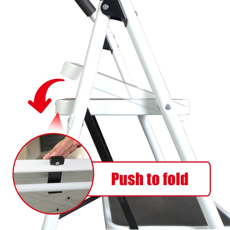 BIG RED Ergonomic 4 Step Folding Ladder with Anti-Slip Pedal:
