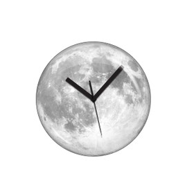 Kikkerland Claire de Lune Moonlight Glow in The Dark LED Illuminating Glass Dome Wall Clock, Astronomy, Novelty Night Light,