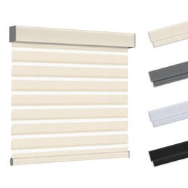 Allesin Zen Cordless Zebra Blinds for Windows, Dual Layer Light Filtering UV and Privacy for Day and Night, Easy to Install, Safe for Child and Pets, Perfect for Home, Office, Beige, 33" W x 46" H