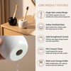 2 Pcs Mini Round Ceramic Toothbrush Holder (White+Black)