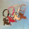 byDream Cat Keychain with Lanyard Cat Key Ring Genuine Leather