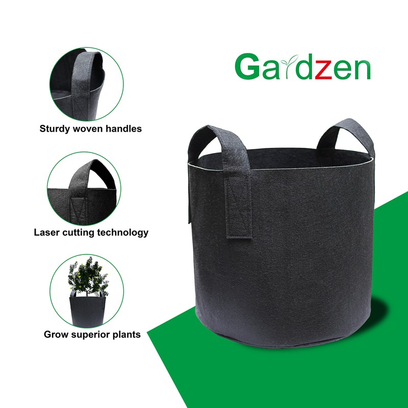 Gardzen 10-Pack 15 Gallon Grow Bags, Aeration Fabric Pots with