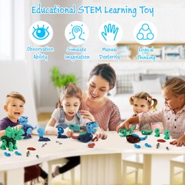 FREE TO FLY Dinosaur STEM Toys for Kids 3-5, Take Apart Dinosaur Toys with Electric Drill, Educational Building Toy & Construction Set, DIY Birthday Gifts for 3 4 5 6 7 8 Years Old Boys and Girls