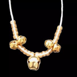 Team-Zebra Funky JINGLE BELLS PENDANT NECKLACE Holiday Christmas Music Novelty Jewelry-GOLD