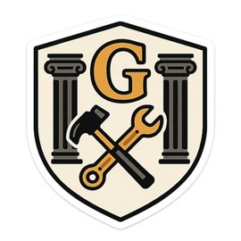 Architectural Tool Emblem Sticker - Vintage Style Decal for DIY Enthusiasts (2.75" x 3")