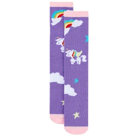 Kids Soccer Socks Girls Knee High Socks Boys Football Socks Baseball Socks Kids Athletic Socks Kids Tube Socks Printed Socks Purple Unicorn 3-6T