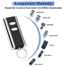 pepape Pack of 2 Garage Remote Control for Standard Steel Entrematic RCU 433-2, RCU 433-4, EA433 2KM, EA433 2KS, T433-4, Compatible with Crawford Standard Steel 433.92 Rolling Code Garage Door Hand