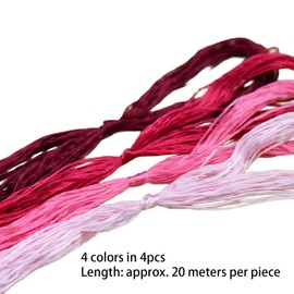4PCS 20M Embroidery Thread Mulberry Silk Cross Stitch Threads Red String for Embroidery Sewing,Knotting