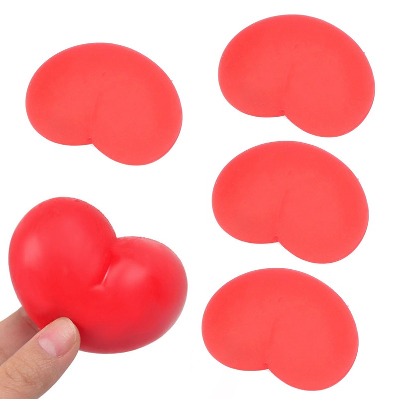 12 Pcs Heart Stress Toy Elastic Soft Simulation Rubber Red