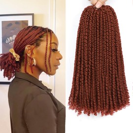 FLWAI Pre-looped Micro Twist Crochet Hair 10 Inch 3 Packs Copper Red Mini Passion Twist Hair Pre-Twisted Mini Havana Twist Crochet Hair with Curly Ends Synthetic Crochet Hair Extensions (350#)