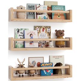 G&W Gruwald Nursery Book Shelves, Set of 3, Hanging Bookshelf, Wall Book Shelves for Bedroom Kids, Floating Book Shelves for Wall, Nursery Decor