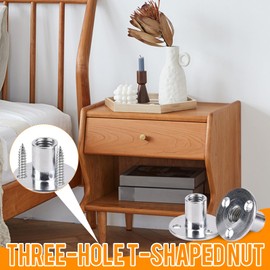 Pack of 20 3 Hole T Nut M8, Flange Nut M8 Flange Nuts Screw-In Nut 3 Hole T Nut T Nuts Brad Hole for Fixing Connecting Furniture (M8 x 37 x 2.5 mm)