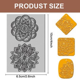 CHGCRAFT Mandala Clay Texture Mat Flower Pattern Clay Modeling Pattern Pad Texture Sheets for Polymer Clay Making Earrings Jewelry, 4x2.6inch