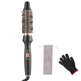 JYfeel 1 1/4 Inch Ceramic Tourmaline Curling Iron Brush with Dual Voltage for Travel, Suitable for Long and Medium Hair (Black)