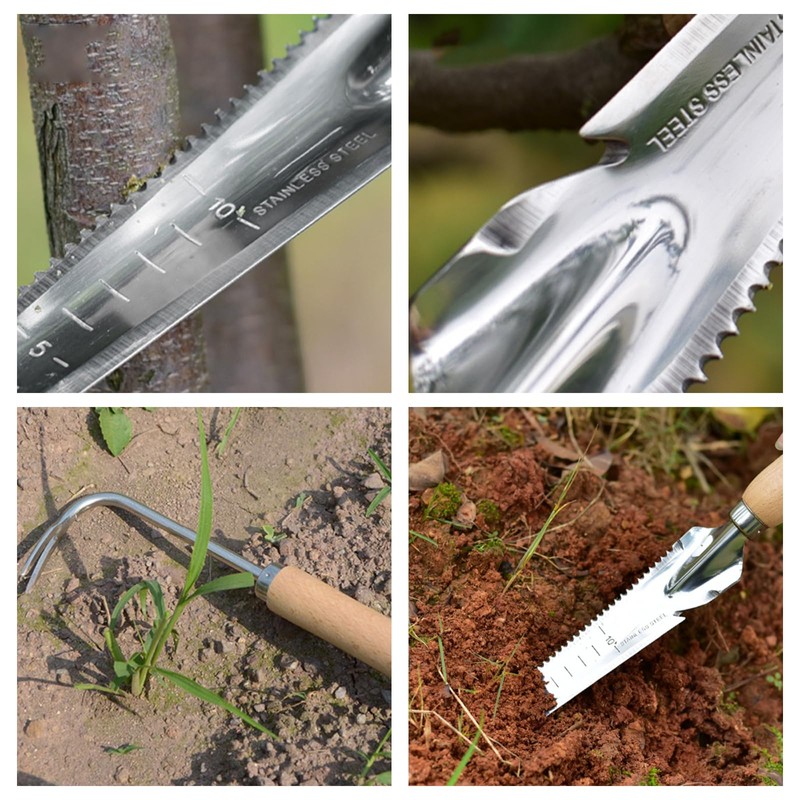 DragonX2 Pack of 2 Root Weeder with Handle, Stainless Steel
