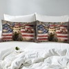 American Flag Deer Duvet Cover Set Queen Size, Rustic Wildlife