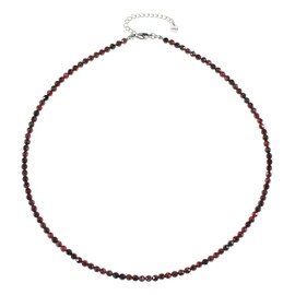 Gemstone Necklace with Faceted 4 mm Beads – Real Natural Stones – Adjustable Length – Healing Stone Protective Stone Gemstone Necklace Lucky Charm Talisman Gift, Gemstone, faceted gemstone