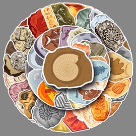 Fossil Stickers 50Pcs Waterproof Cute Cartoon Animal Stickers for Laptop, Skateboard, Scrapbook, Water Bottle, Cars, Notebook, Guitar, Computer, Vinyl Funny Dinosaur Fossil Sticker for Adults and Kids