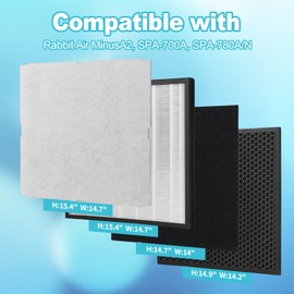 GoKBNY 3-Set Rabbit Air MinusA2 Filter Replacement Kit Compatible with Rabbit Air MinusA2 Purifier, SPA-700A, SPA-780A/N-[Odor Remover]