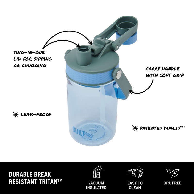 Built Bedford Dualid Bottle, 16oz, Sea Glass, Made From Durable