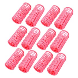 uxcell Hair Roller Curlers Set, 12 Pcs Plastic Hairdressing Self Grip Holding Roller Clips for DIY Hair Styles, Medium Salon Hairdressing Curlers for Curly Long Short Hair Women, Pink