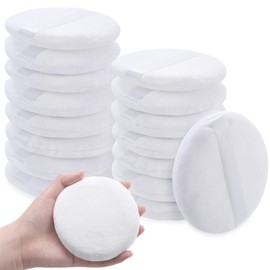 Reallnaive 16 Pcs Powder Puff, 3.94 Inches Powder Puff for Body Powder, Body Powder Puff Large Round Powder Puff Loose Powder Puff Soft Washable Powder Puff Velour Powder Puff White