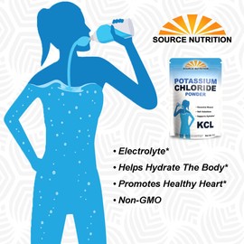 Source Nutrition Potassium Chloride Powder - Supports Hydration and Fluid Levels, Table Salt Substitute, Excellent Source of Potassium - KCL Supplement (8 oz.)