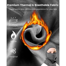 Aegend Balaclava Face Mask for Kids Age 5-12, Windproof Ski Face Neck Warmer for Cold Weather Winter Outdoor Sports Skiing Running Cycling, 1 Piece, Gray