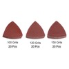 HARFINGTON 60pcs Triangular Hook & Loop Sandpapers 100/120/150 Grits 3-1/8"