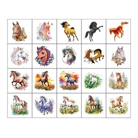 60PC Horse Temporary Tattoos Stickers,Horse Birthday Party Supplies Favors Waterproof Fake Tattoos Stickers Party Decorations for Kids Boys Girls School Rewards Gifts