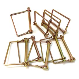 10 Pieces 1/4 Inch Wire Lock Pin, Trailer Coupler Pin,Hitch pin ,Heavy Duty Safety Coupler Pin Shaft Locking Pin for Farm Trailers Wagons Lawn Garden(Square, Gold)